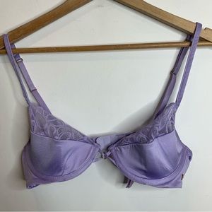 Savage X Fenty Lilac Satin Balconette Bra with Lace Trim